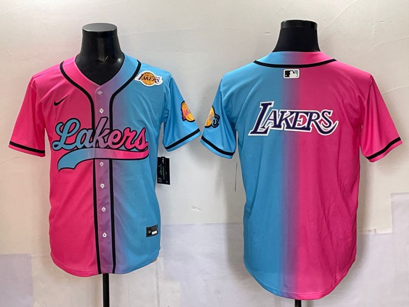 Men 2025 Los Angeles Lakers Blank Blue pink Nike Joint Name NBA Jersey style 8->new orleans saints->NFL Jersey